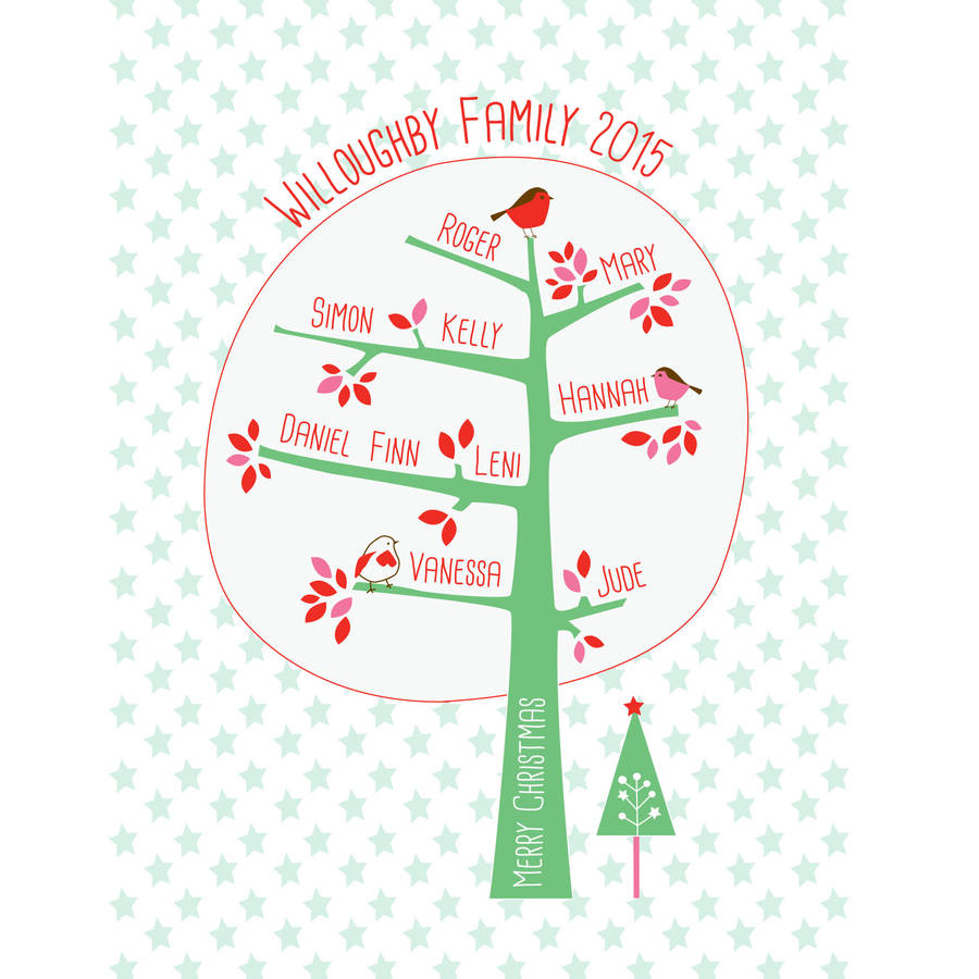 family tree christmas print by buttongirl designs