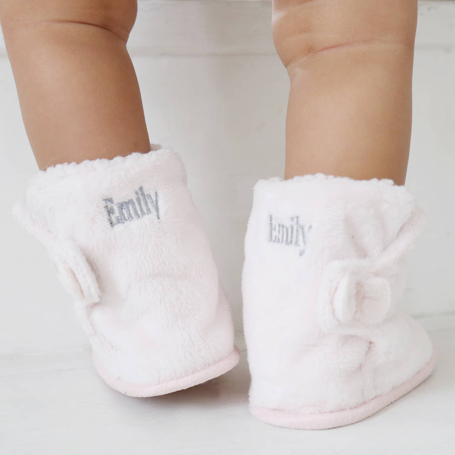 pink fleece slipper booties by my 1st years