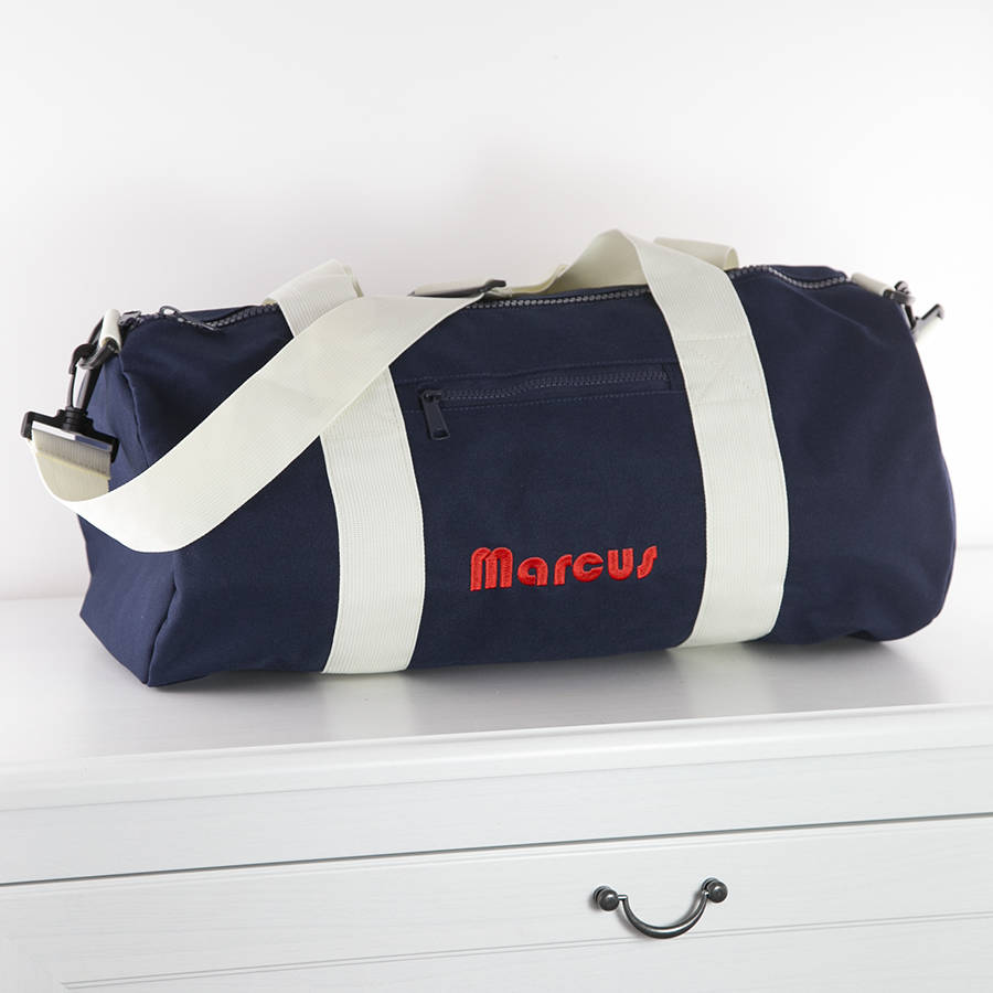 personalised barrel gym bag by duncan stewart