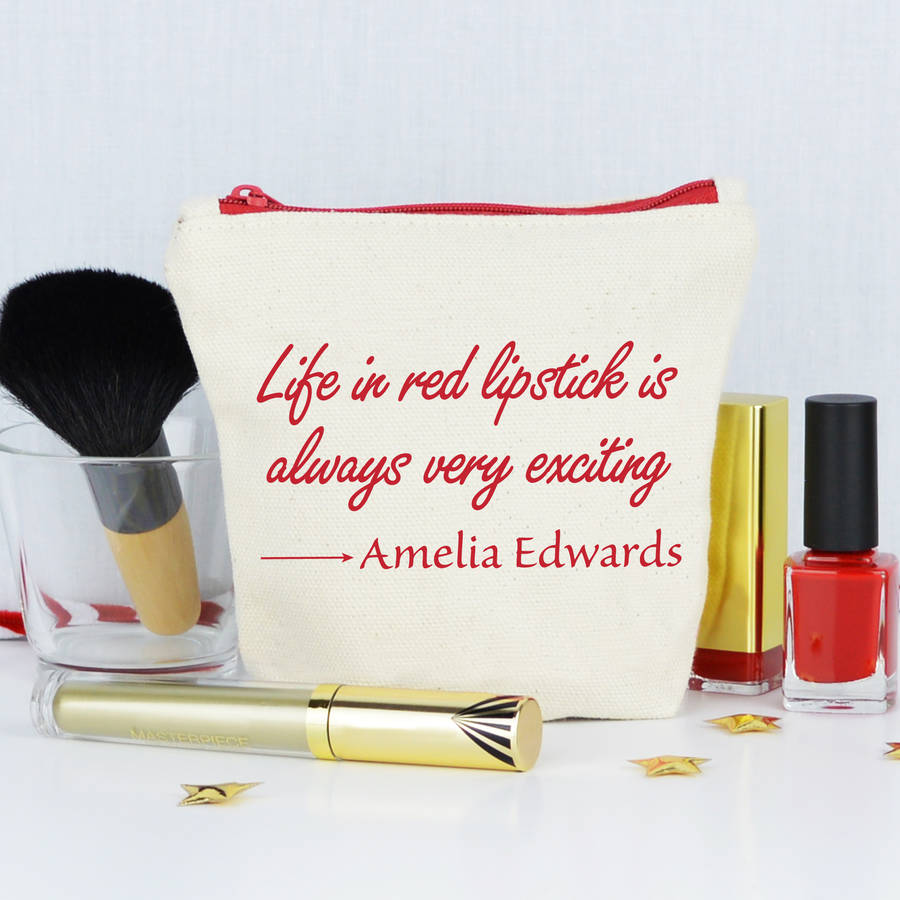 personalised 'life in red lipstick' make up purse by andrea fays