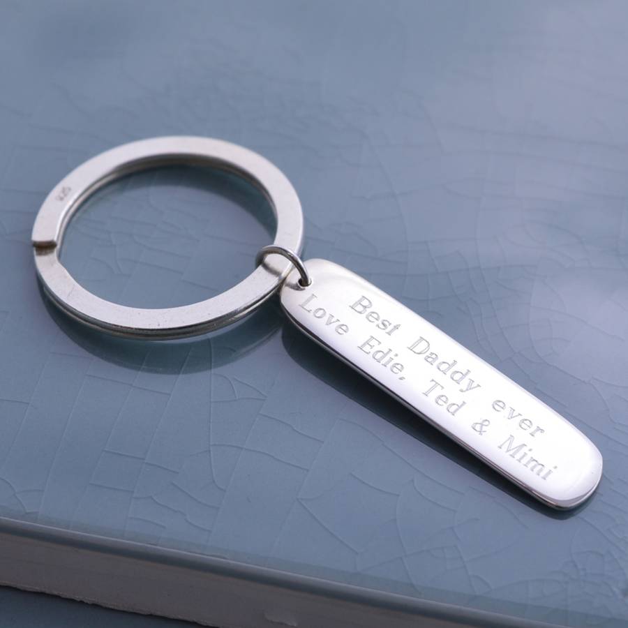 personalised sterling silver bar key ring by lily charmed
