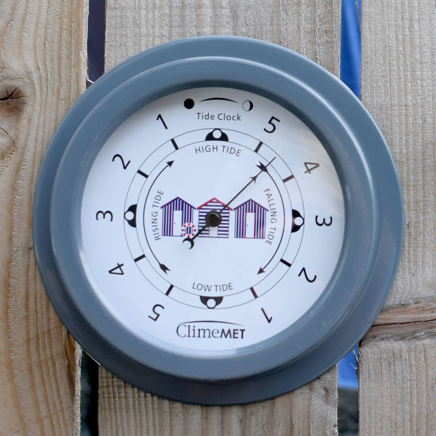 personalised beach huts tide clock by climemet