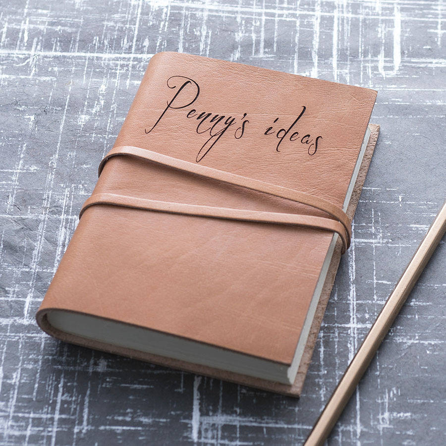 personalised leather journal or notebook by the rustic dish
