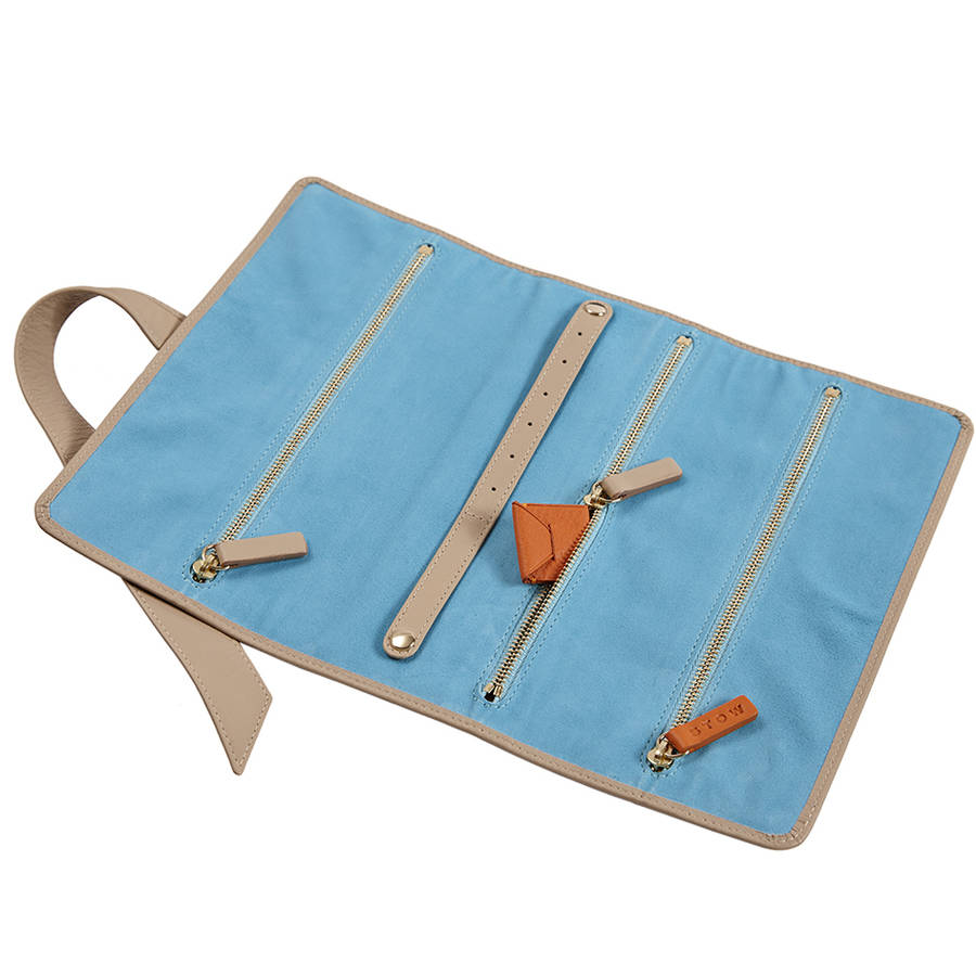 leather jewellery roll for travel by stow