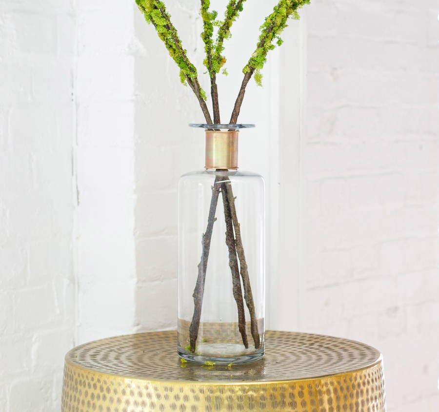 gold inlaid tall stem vase by the forest & co