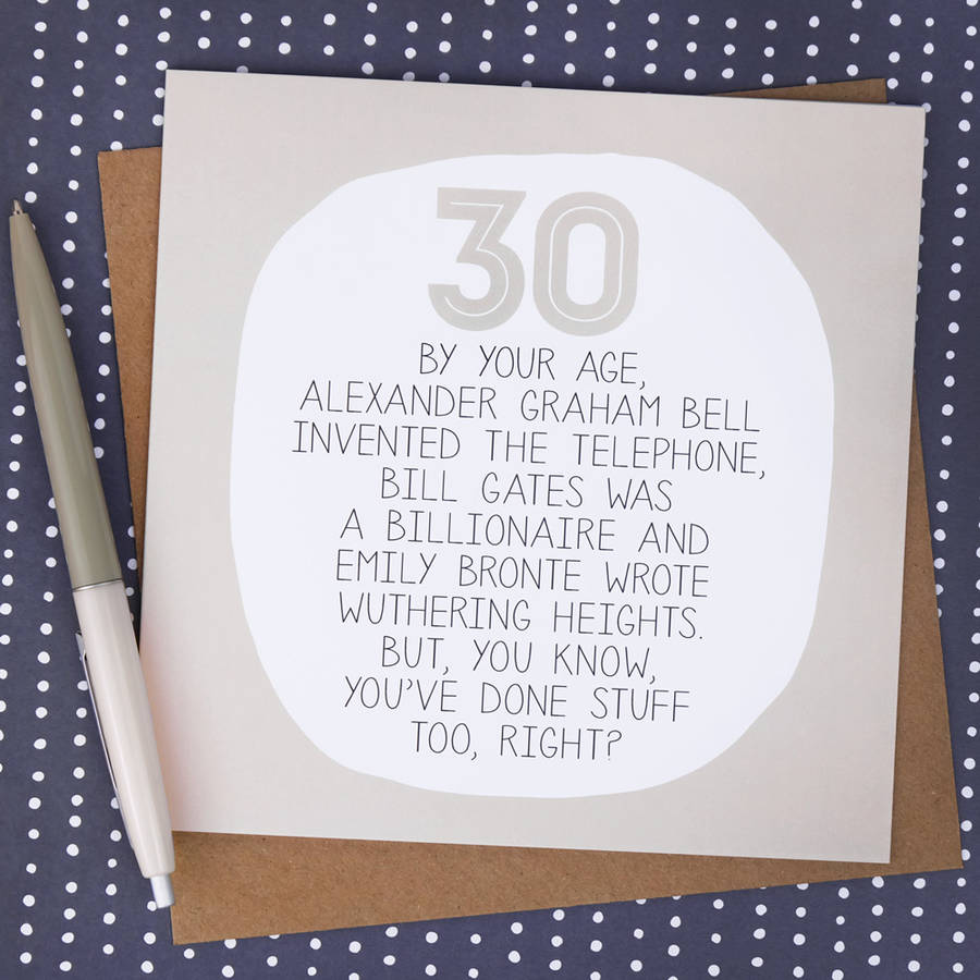by your age… funny 30th birthday card by paper plane