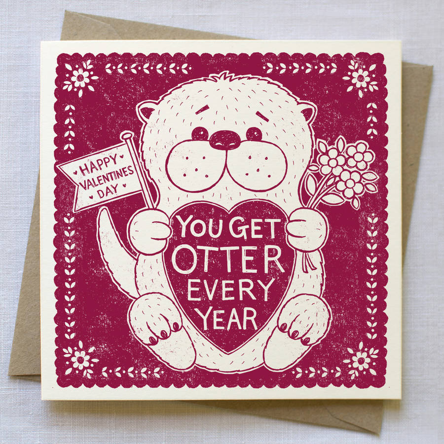 Otter Valentines Card By Snowdon Design And Craft