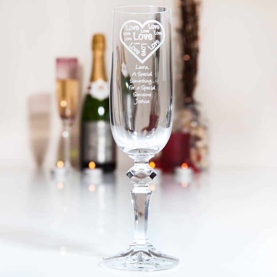 Fancy Personalised Love Champagne Glass In Box By Tsonline4u