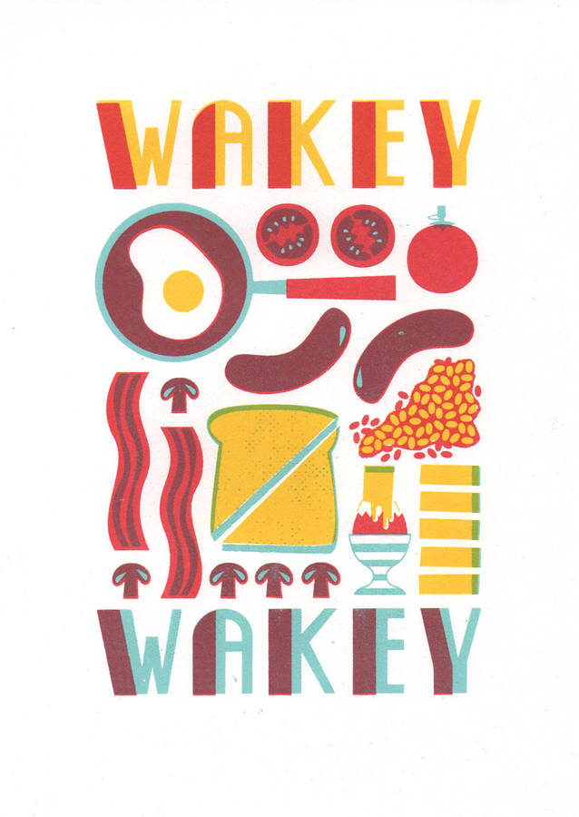 Wakey Wakey British Fry Up Breakfast Screen Print By Peskimo