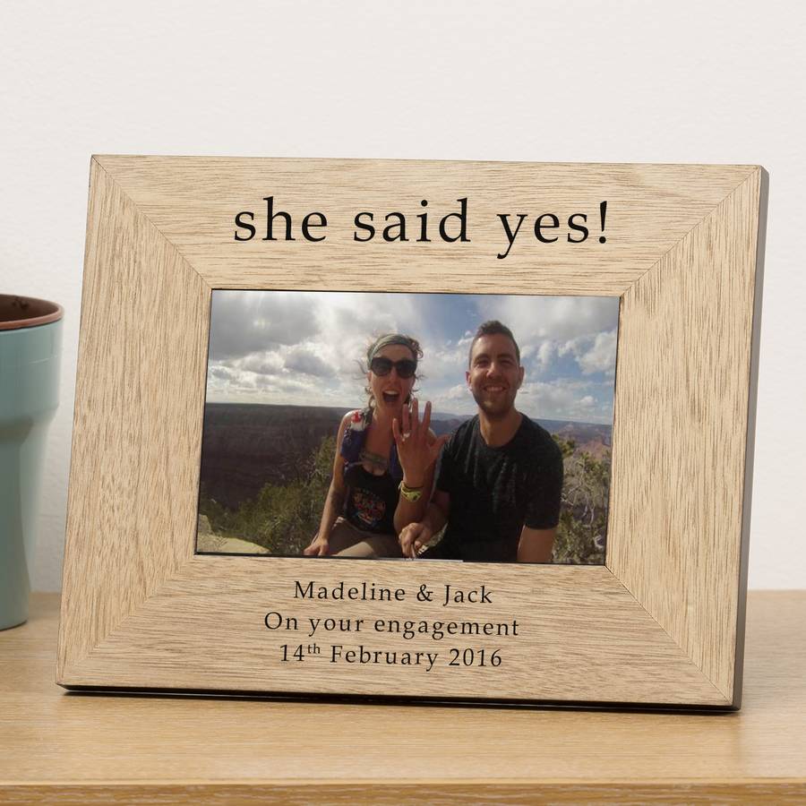 she said yes! personalised engagement frame by chalk & cheese