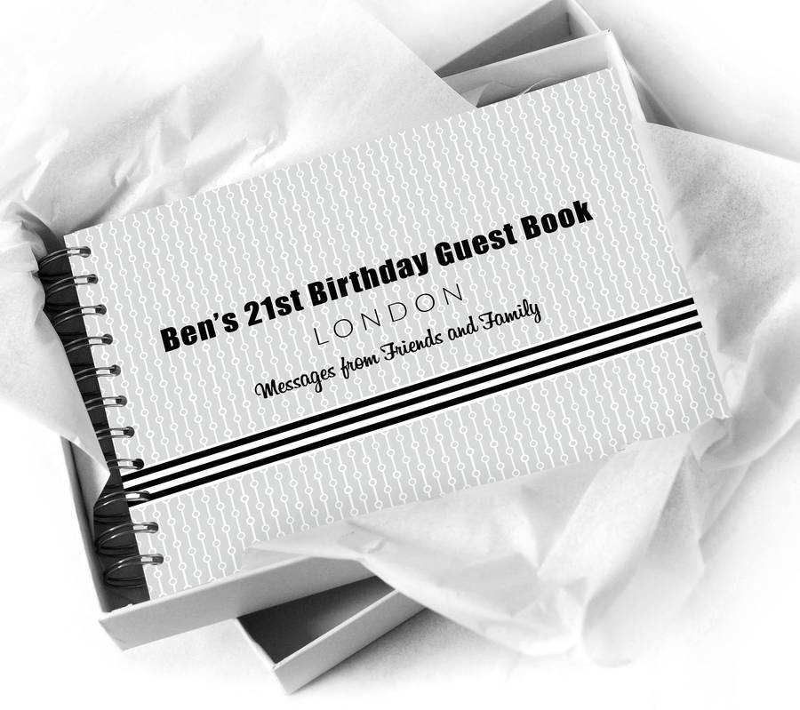 men's monochrome 21st birthday guest book by amanda hancocks