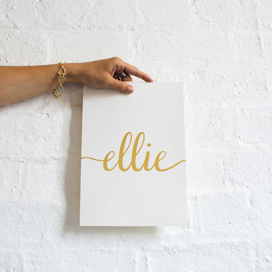 ellie calligraphy foil baby name print by e.y.i.love