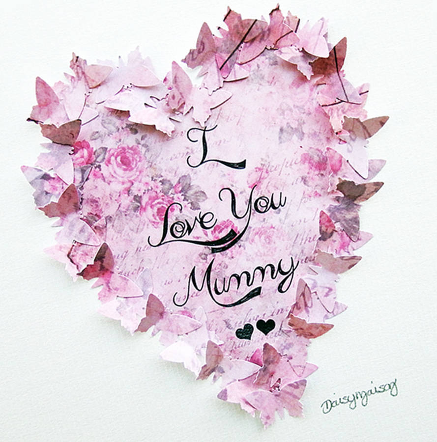 personalised 'i love you mummy' framed artwork by daisy maison