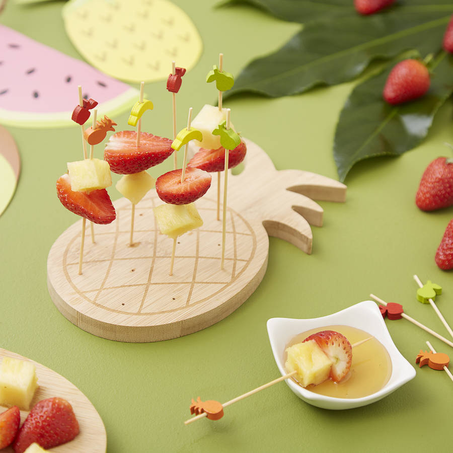 tropical pineapple fruit platter by the contemporary home