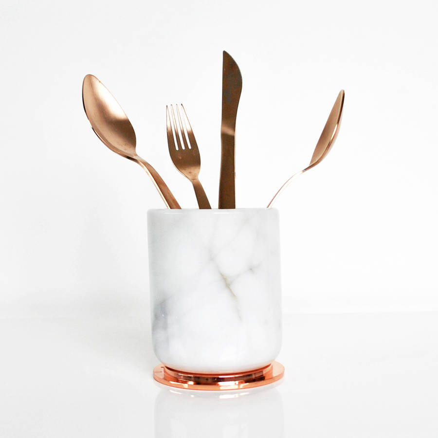marble jar with copper lid by skandidesign