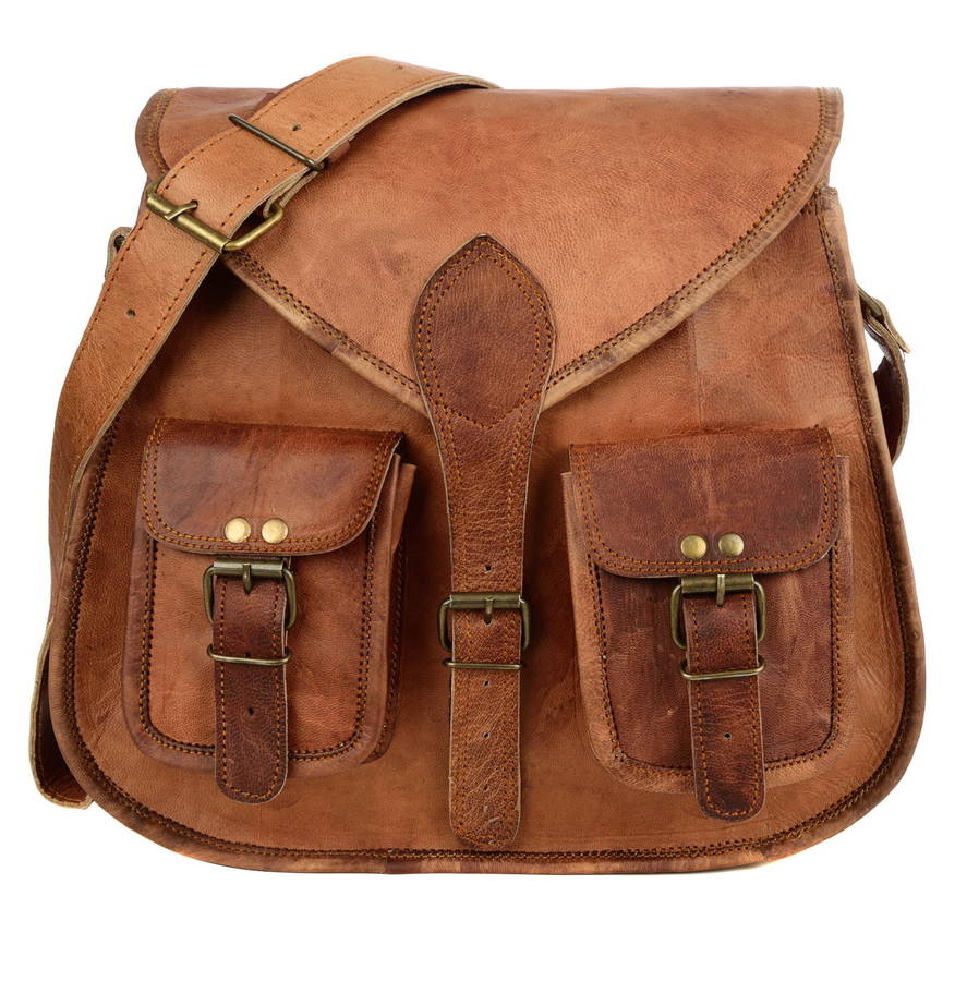 brown leather satchel style saddle bag by paper high