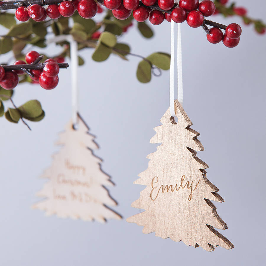 personalised gold christmas tree bauble decoration by clouds and currents