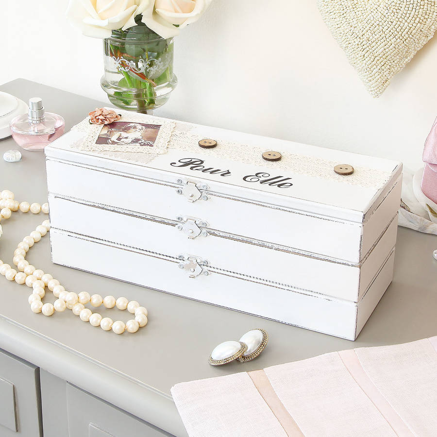 mademoiselle french cream wooden jewellery box by dibor