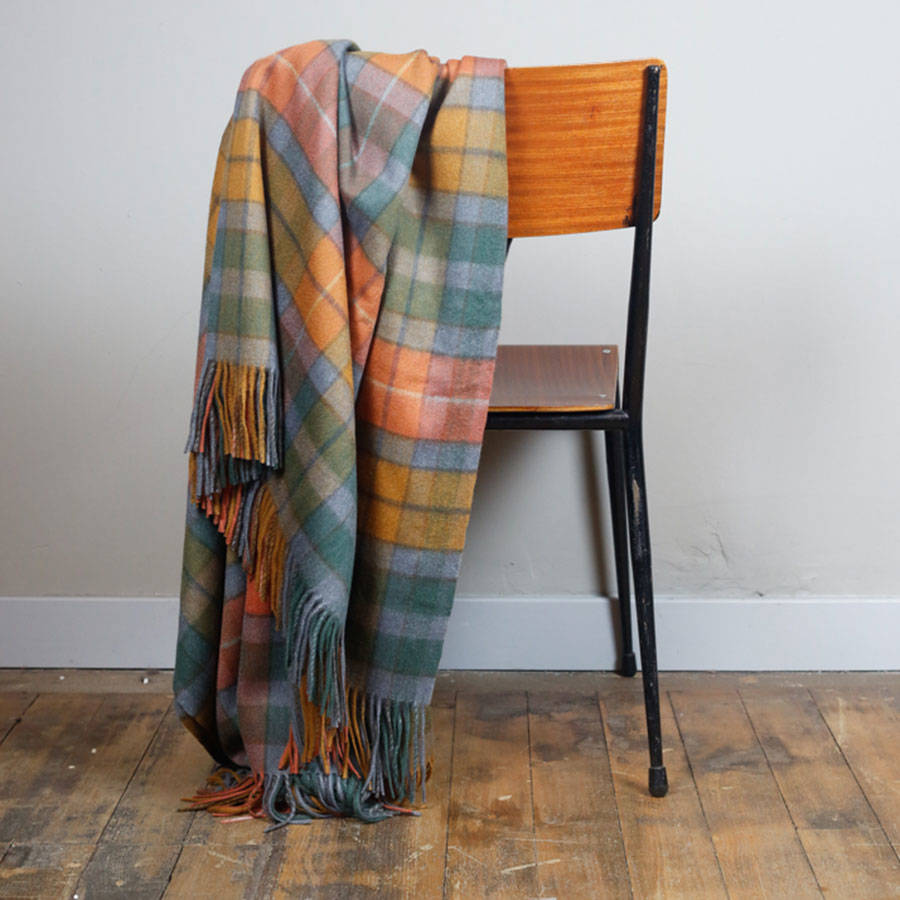pure cashmere blanket in antique buchanan tartan by the tartan blanket