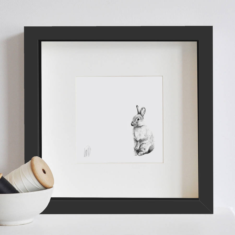 framed rabbit print by lale guralp