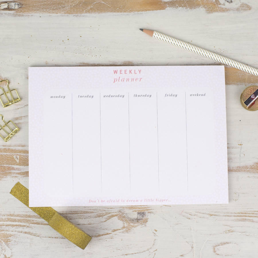 pink polka weekly planner desk pad by studio seed