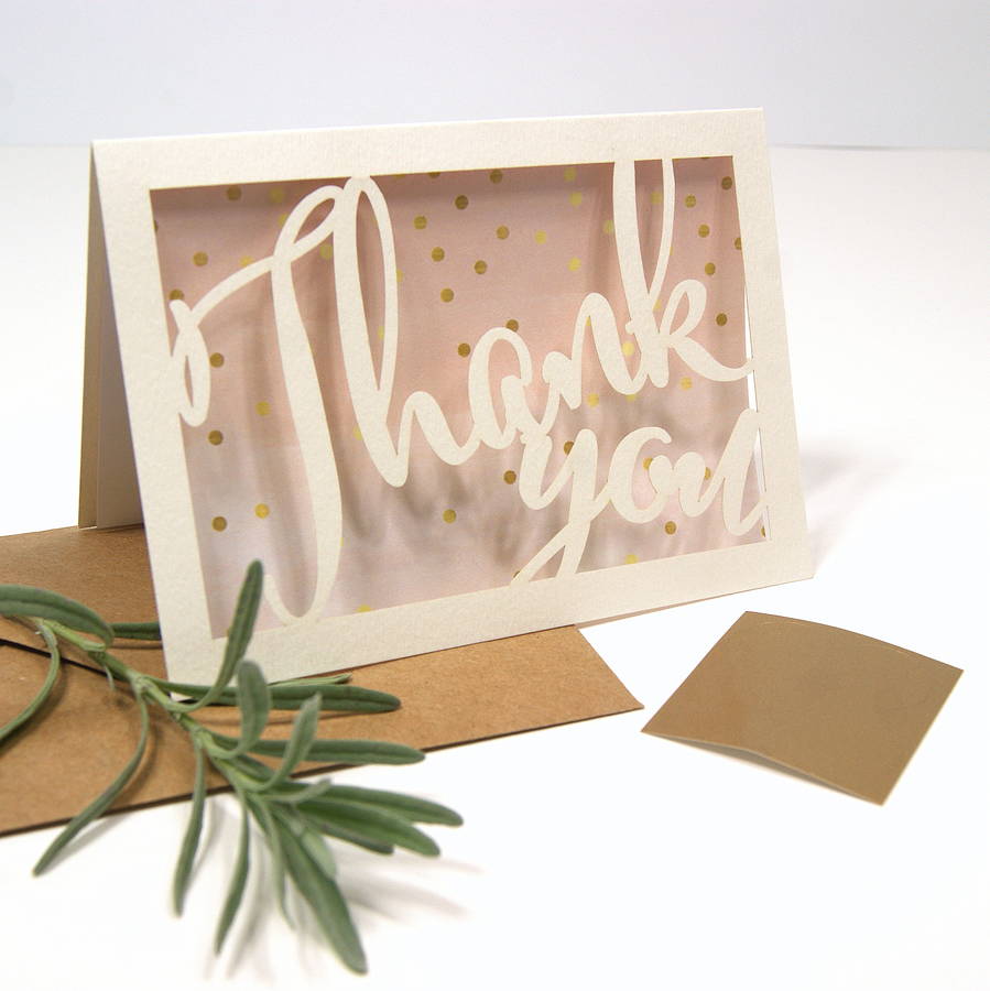 thank you gold dotty laser cut card by the hummingbird card company