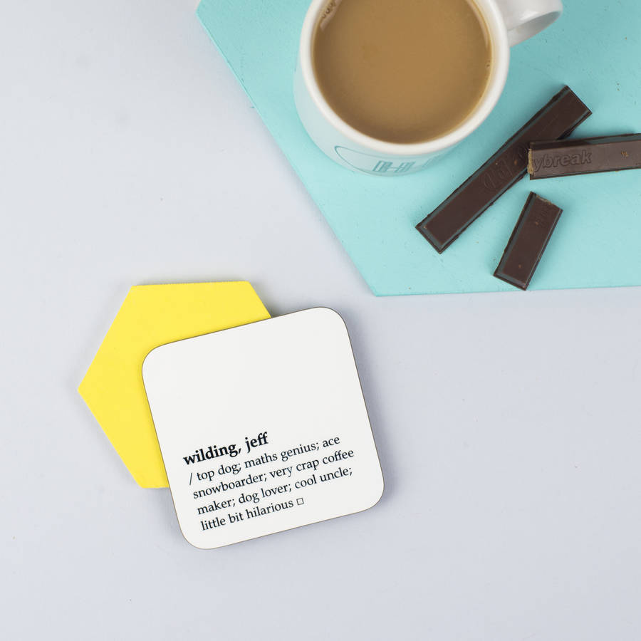 personalised dictionary definition coaster by xoxo