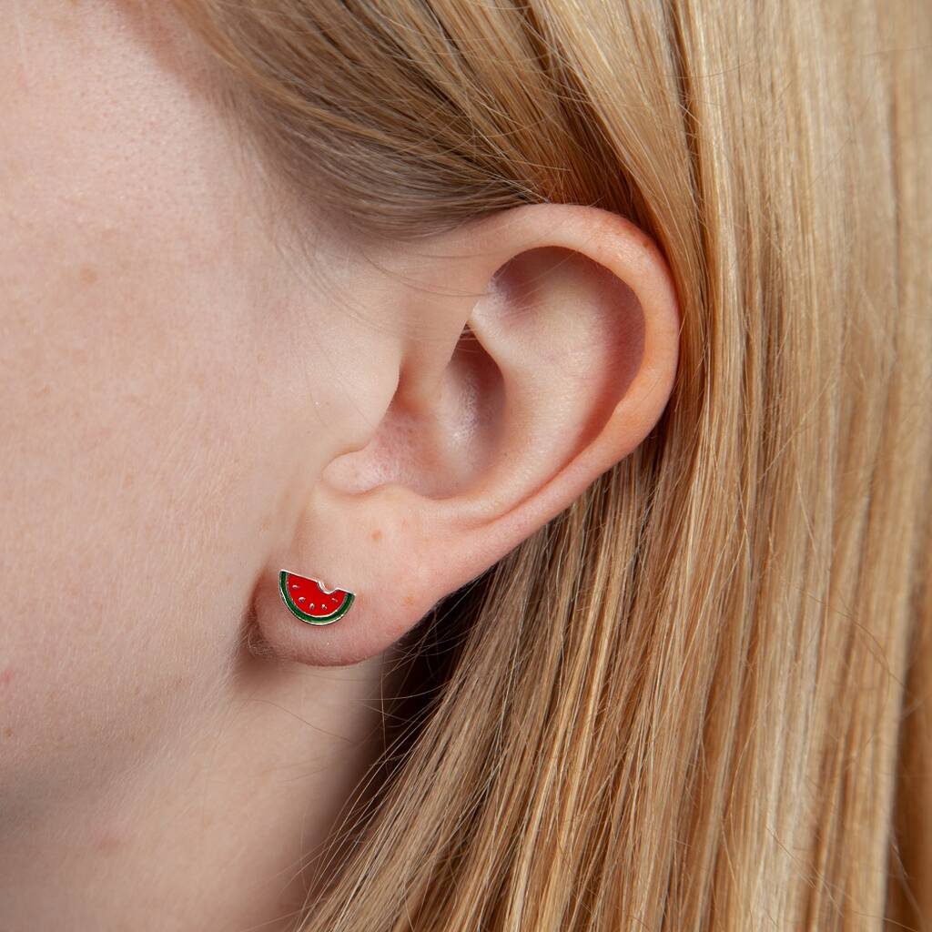 Mini Enamel Watermelon Earring Studs By Attic Notonthehighstreet