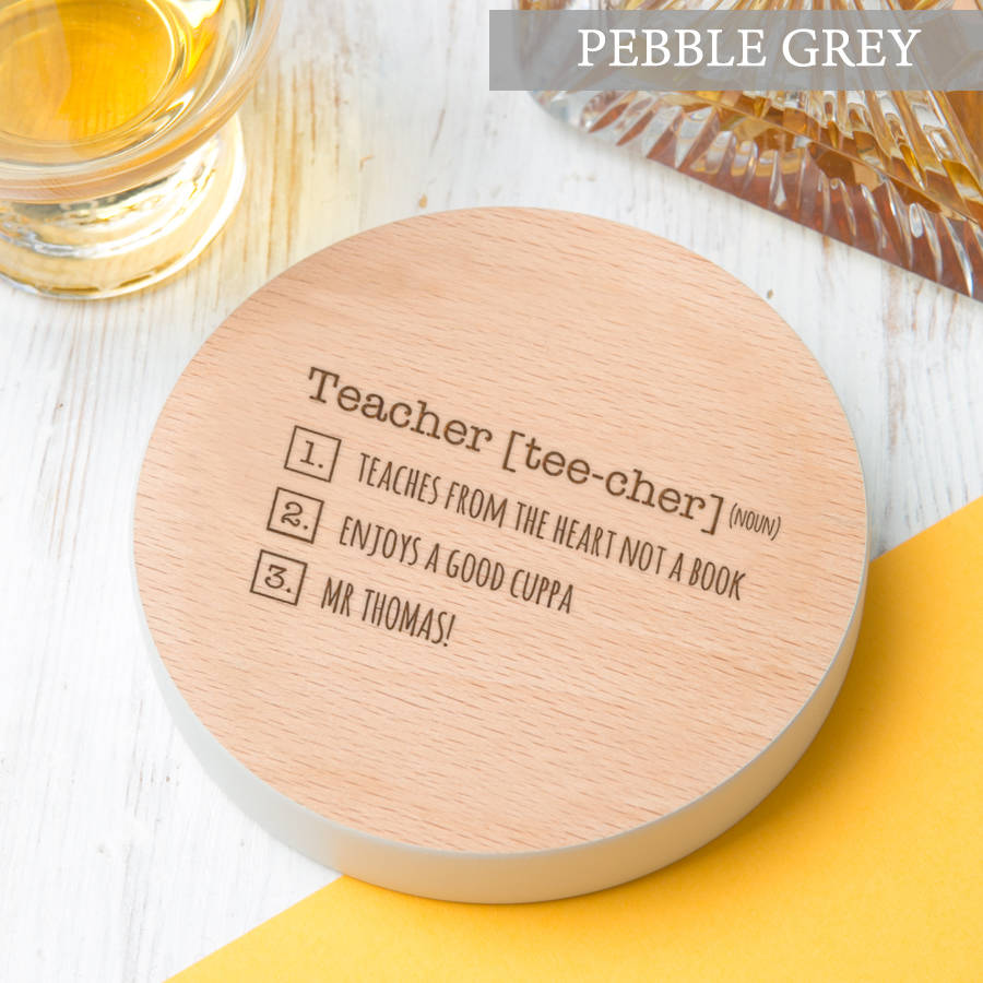 thank you teacher gift personalised drinks coaster by dust and things