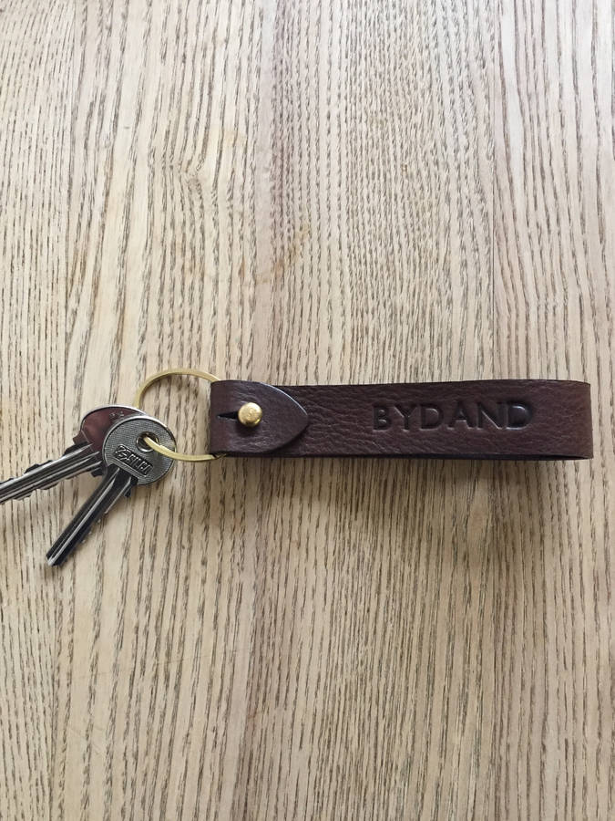 personalised handmade leather keyring by rachel orme