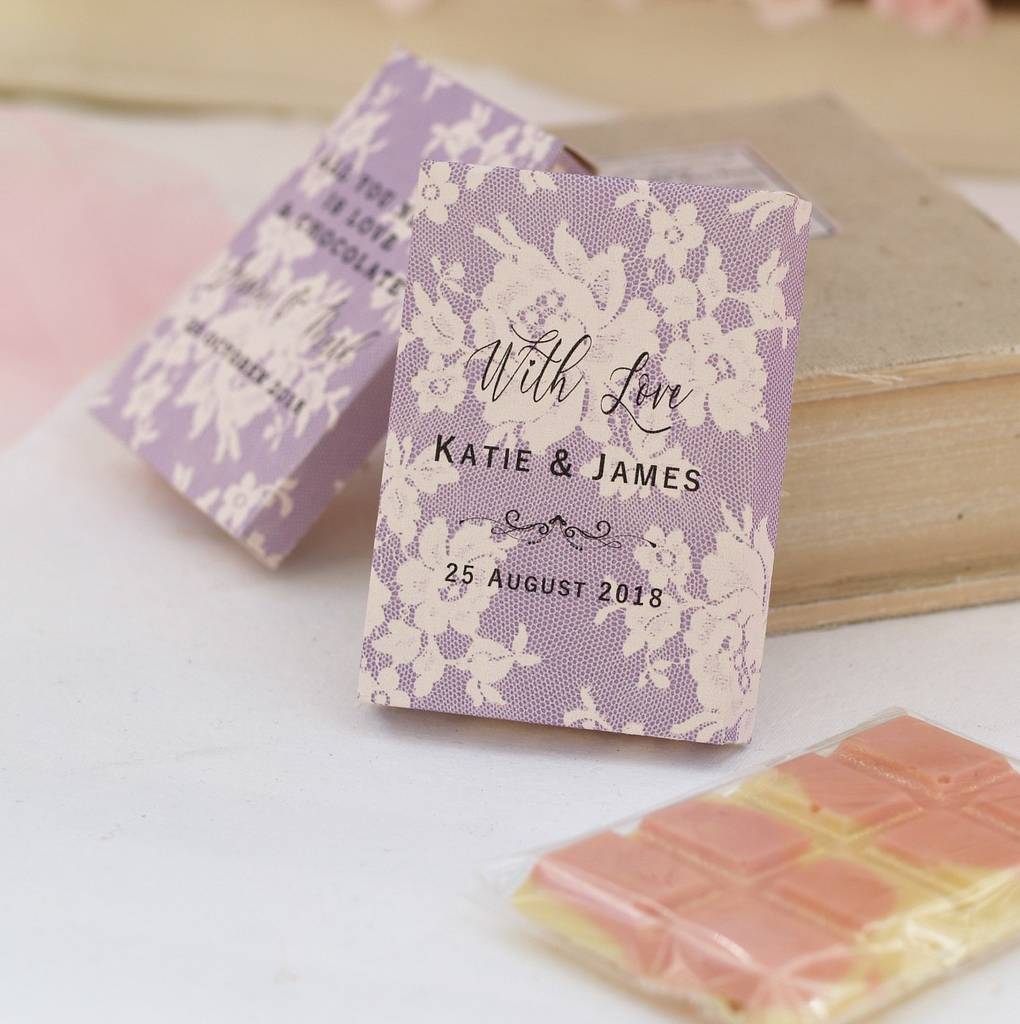 Personalised Lilac Lace Wedding Favour Gift Boxes By Beautiful Day