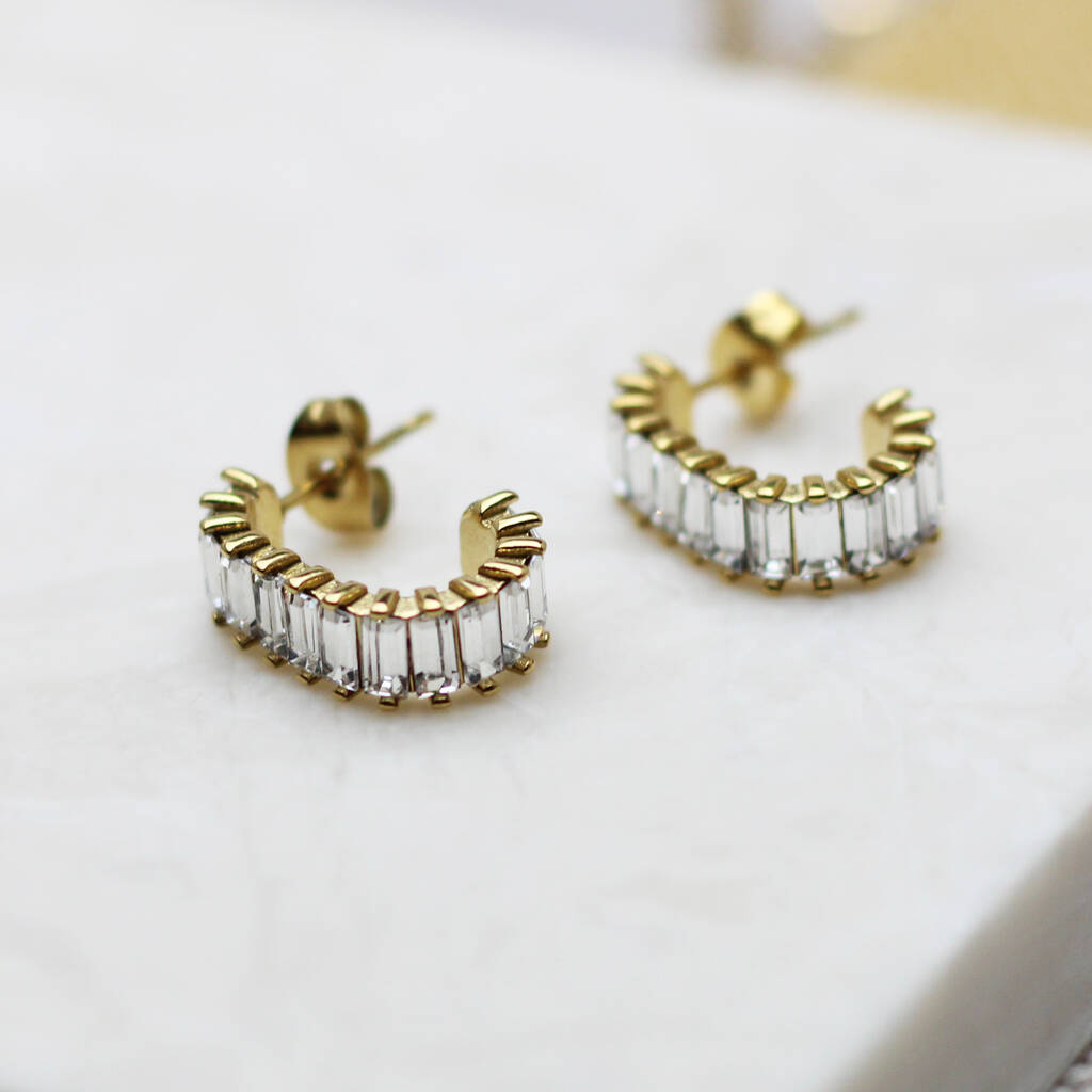 Oval Zircon Studded Hoop Earrings By Rabal