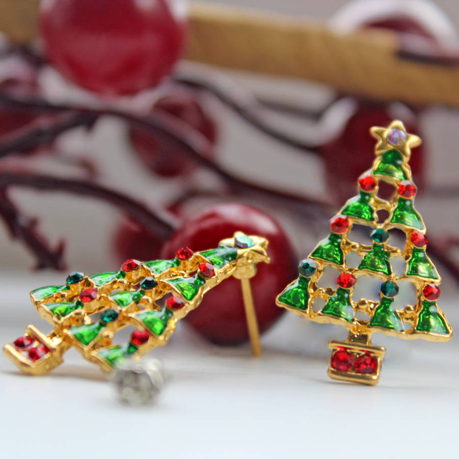 christmas tree stud earring pair by rabal