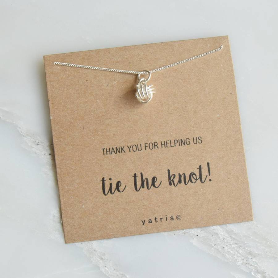 'tie the knot' bridesmaid silver pendant necklace gift by yatris