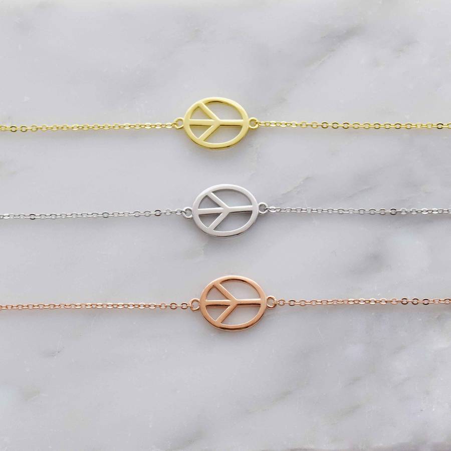 peace symbol bracelet by dainty edge jewellery