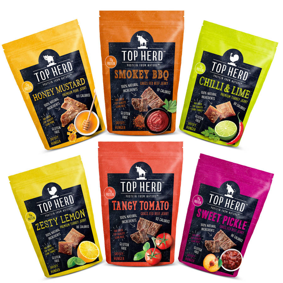 jerky variety box six snack packs by top herd