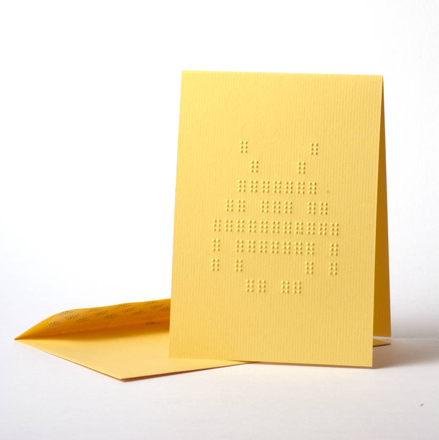 braille greeting card // space invaders by bethlaubraille