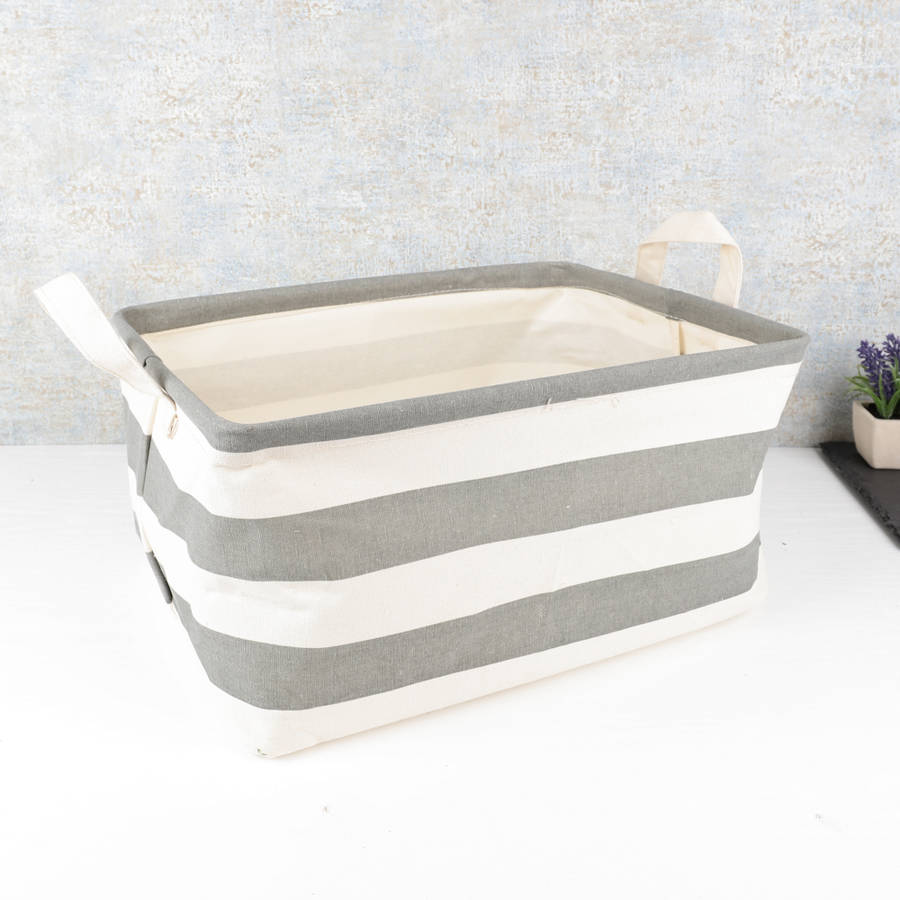 nautical striped linen basket with handles by dibor