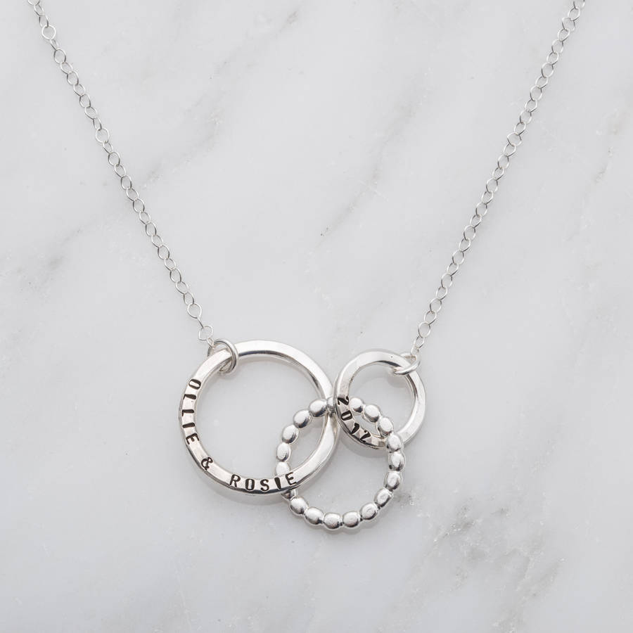 personalised bead trio necklace by posh totty designs