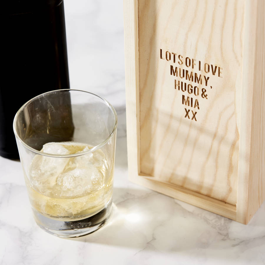 Personalised Wooden Whiskey Bottle Box By Sophia Victoria Joy