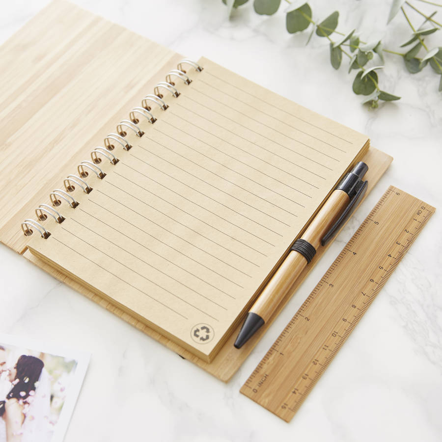 personalised wooden notebook set for her by sophia victoria joy