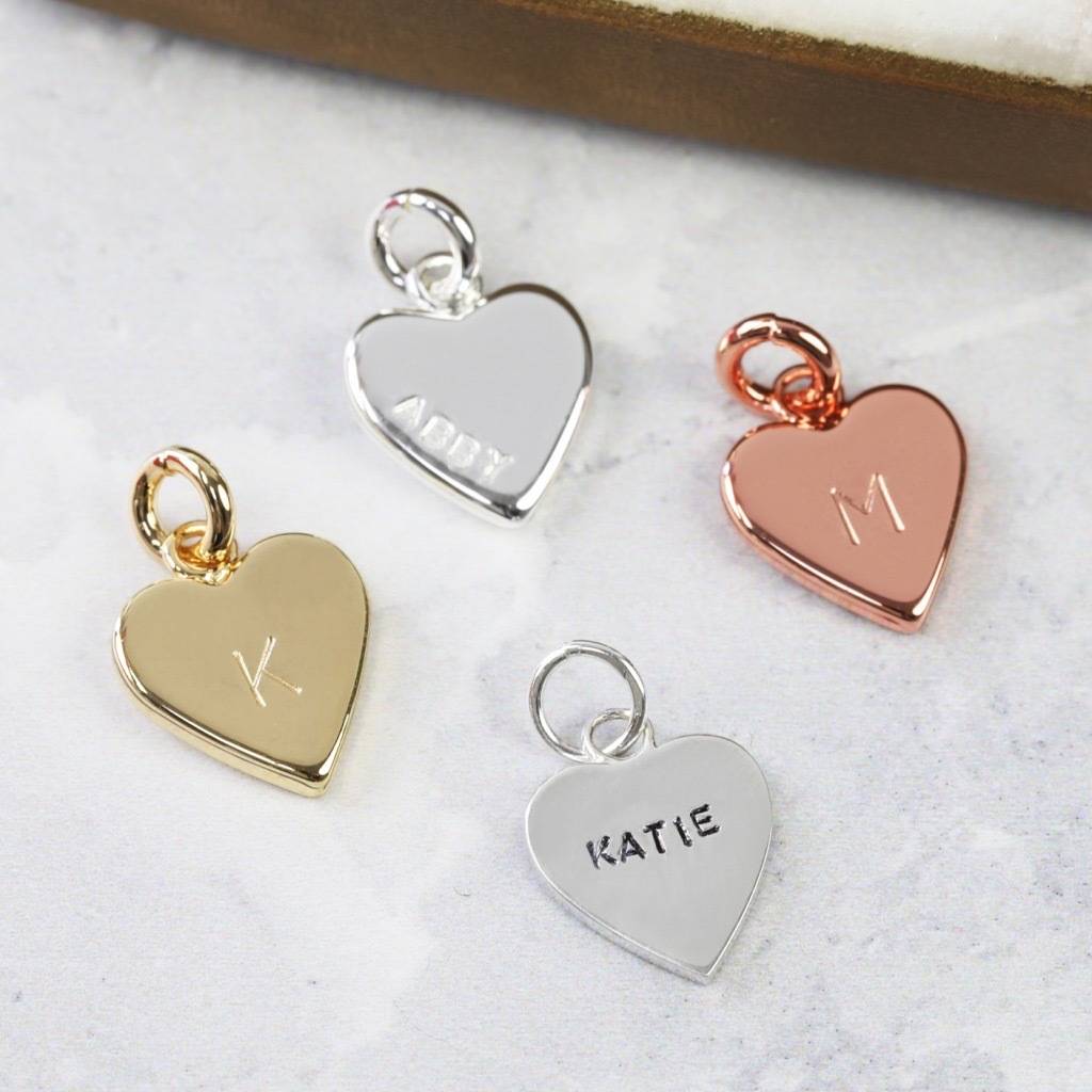 personalised hand stamped small heart charm by lisa angel