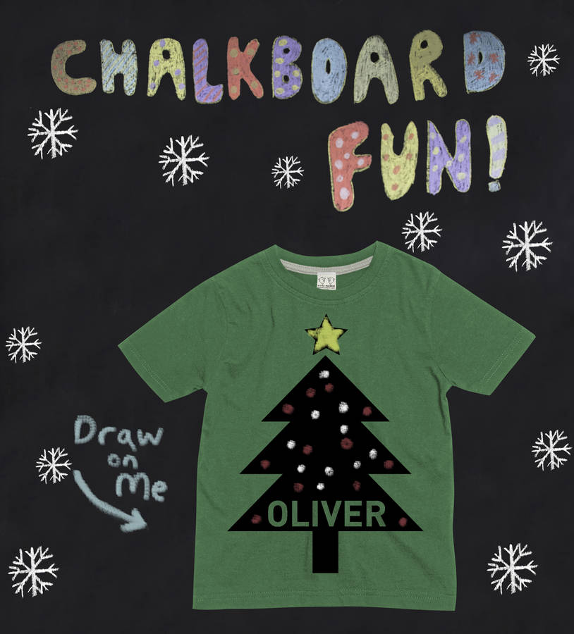 xmas chalkboard t shirt personalised by little mashers