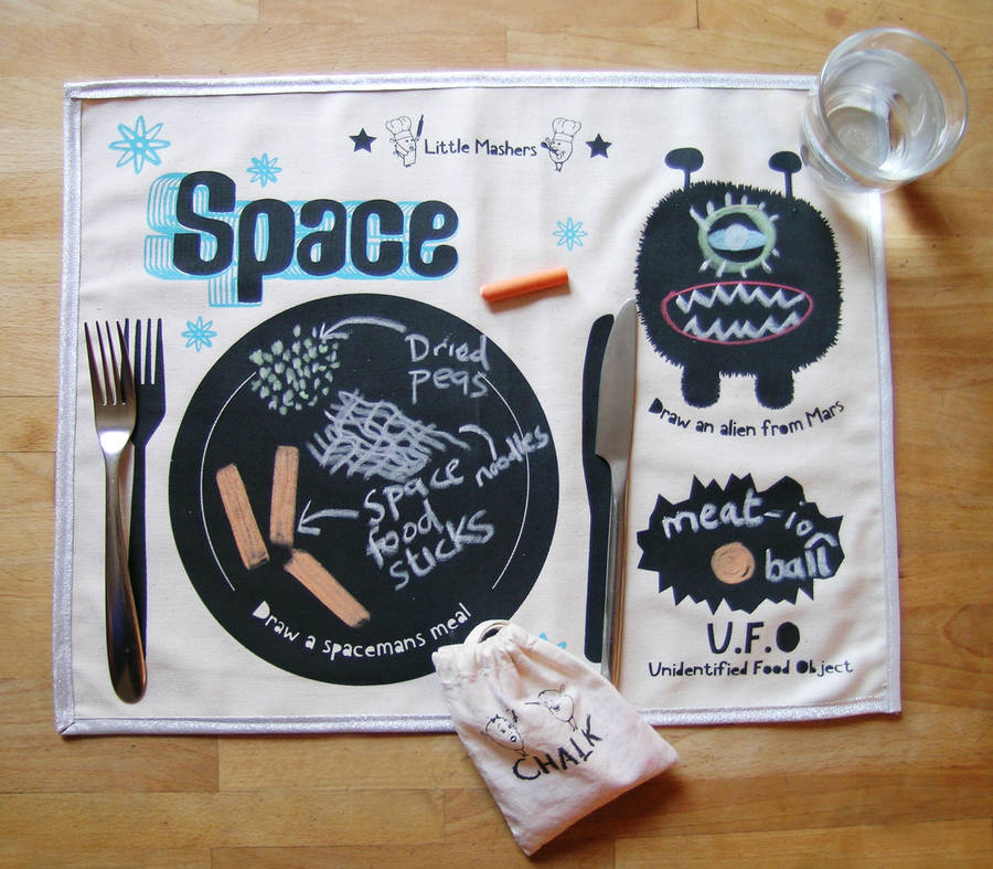 kids chalkboard placemat superhero design by little mashers