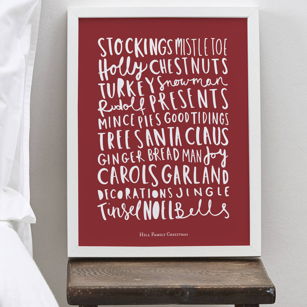 christmas words print by old english company | notonthehighstreet.com