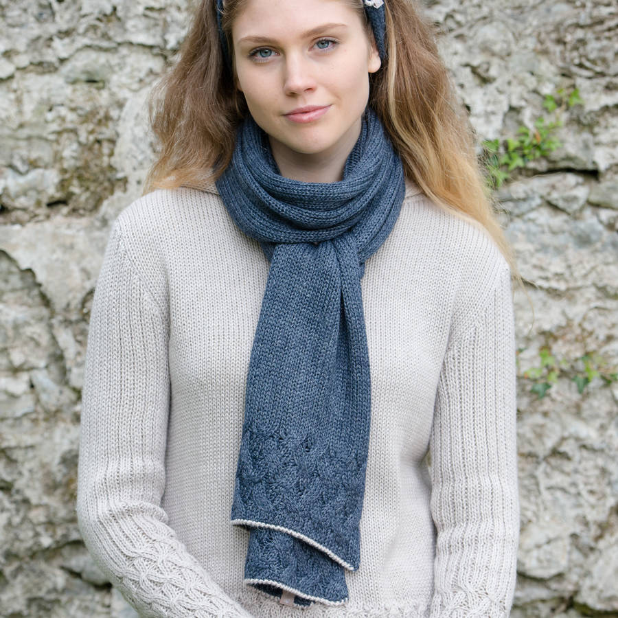 alpaca cable knit long scarf by samantha holmes