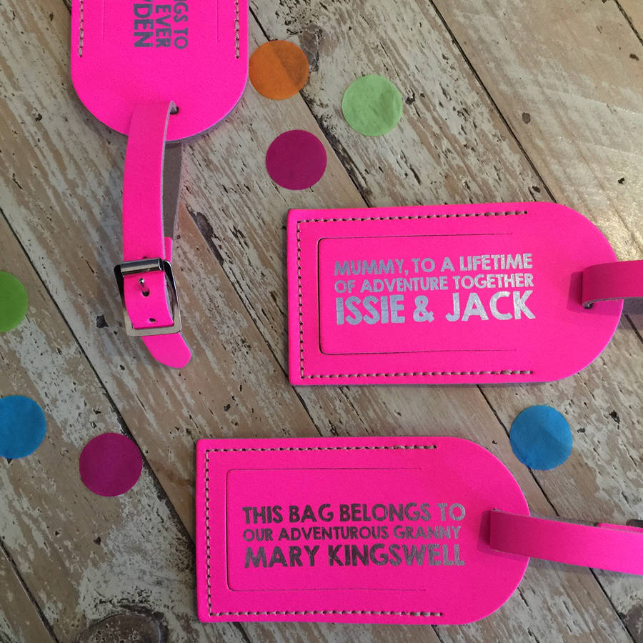 leather luggage tag by pickle pie gifts