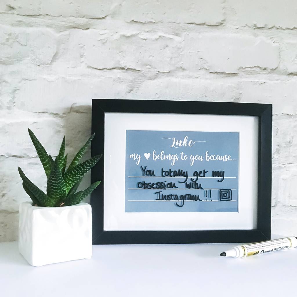 framed personalised changeable message print by little bird designs