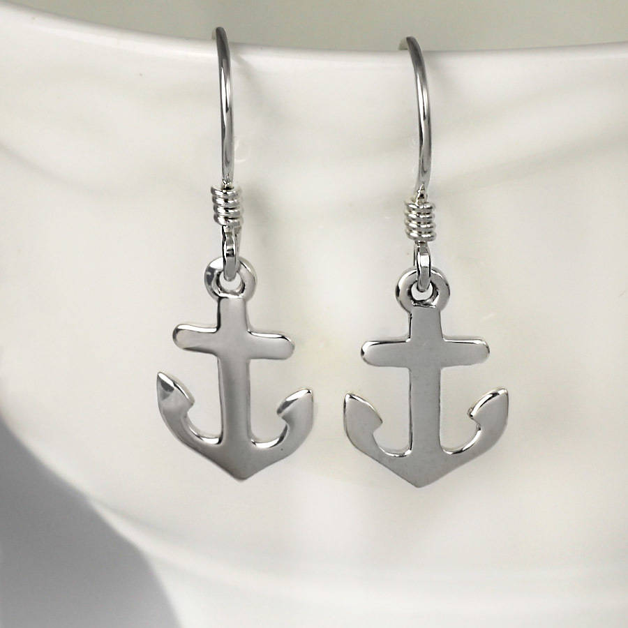 silver anchor earrings by hersey silversmiths