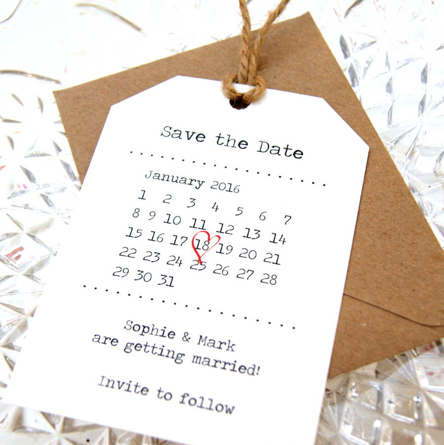 save the date retro calendar tag by the hummingbird card company